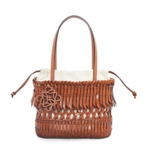 LOEWE SQUARE BASKET FRINGED BAG IN CALFSKIN