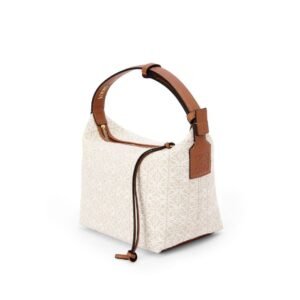 LOEWE SMALL CUBI BAG IN JACQUARD WITH ANAGRAM MOTIF AND CALFSKIN