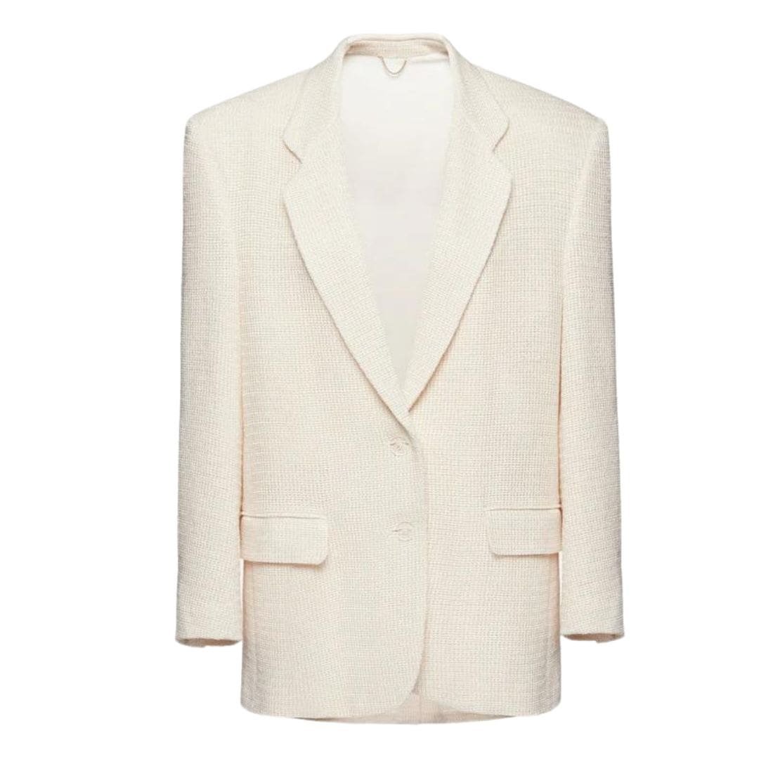 MAGDA BUTRYM TAILORED OVERSIZED HANDWOVEN BLAZER IN CREAM