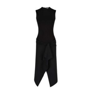 THE ATTICO “MIRNA” BLACK MIDI DRESS