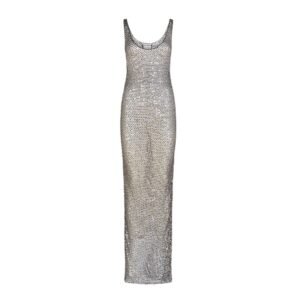 THE ATTICO DARK SILVER LONG DRESS