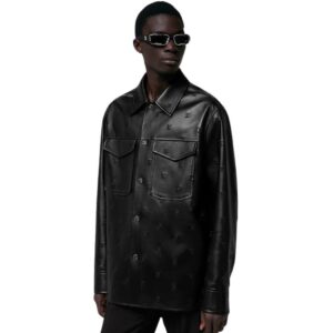 LOUIS VUITTON EMBROIDERED LEATHER MIX BLOUSON