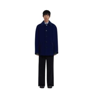 MARNI BLUE WOOL FELT CABAN COAT