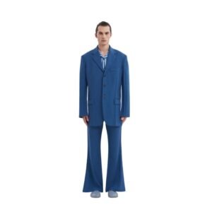 MARNI BLUE WOOL MOHAIR BLAZER WITH MARNI MENDING