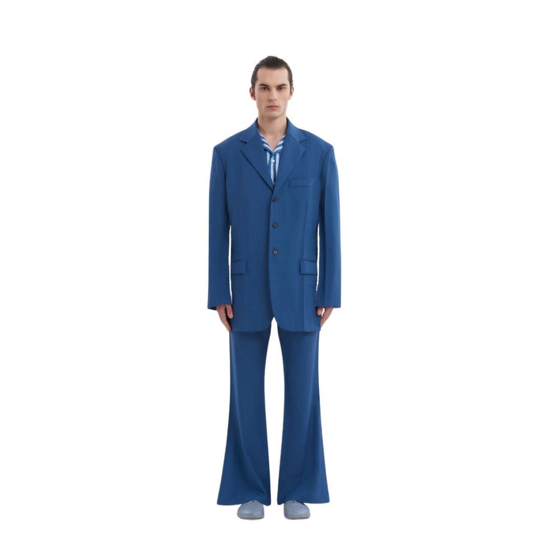 MARNI BLUE WOOL MOHAIR BLAZER WITH MARNI MENDING - Image 2