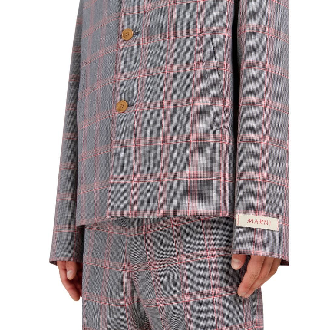 MARNI ORANGE CHECKED TECH WOOL BLAZER - Image 6