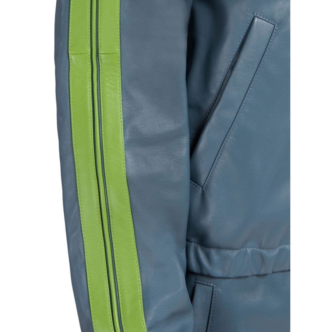 MARNI TEAL NAPPA BOMBER WITH CONTRAST STRIPES - Image 6