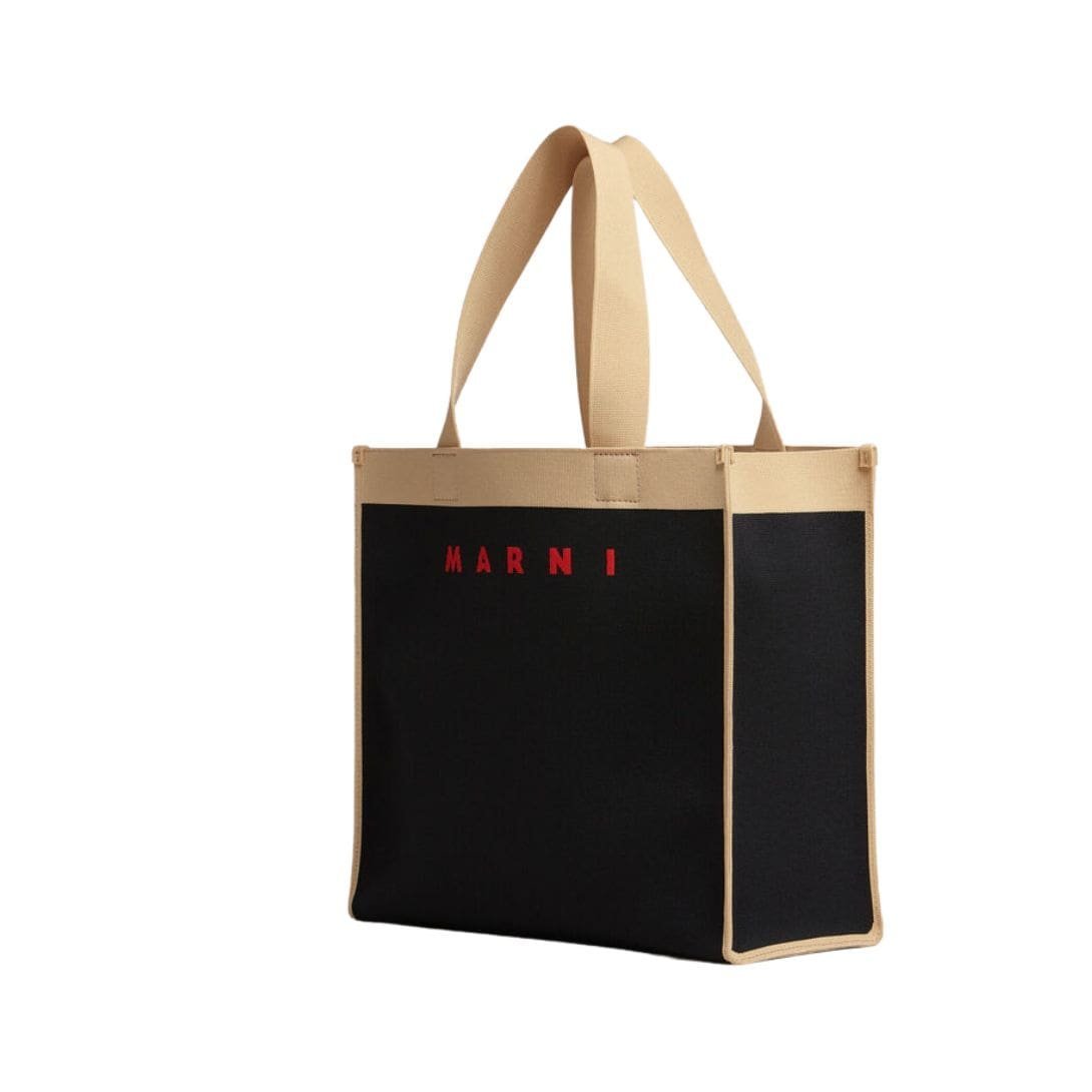 MARNI BLACK AND BEIGE JACQUARD SHOPPING BAG - Image 3