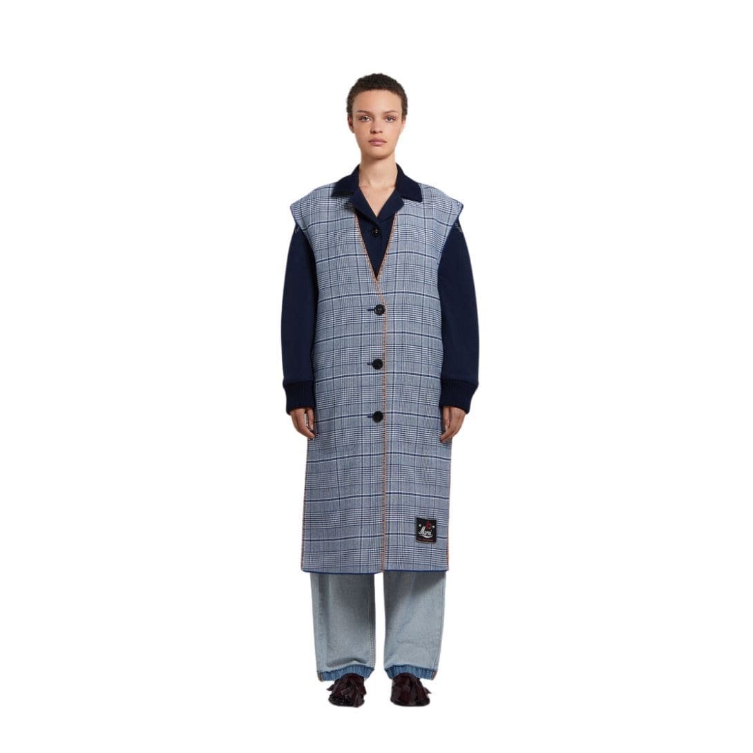 MARNI BLUE AND YELLOW CHECKED WOOL REVERSIBLE VEST - Image 2