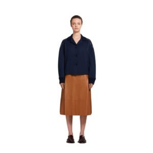MARNI DEEP BLUE WOOL AND CASHMERE JACKET WITH KNIT TRIMS