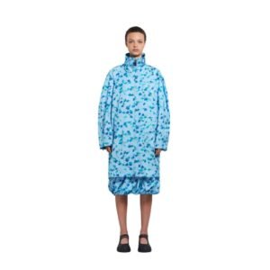 MARNI LIGHT BLUE GATHERED TAFFETA PARKA WITH REVERIE PRINT