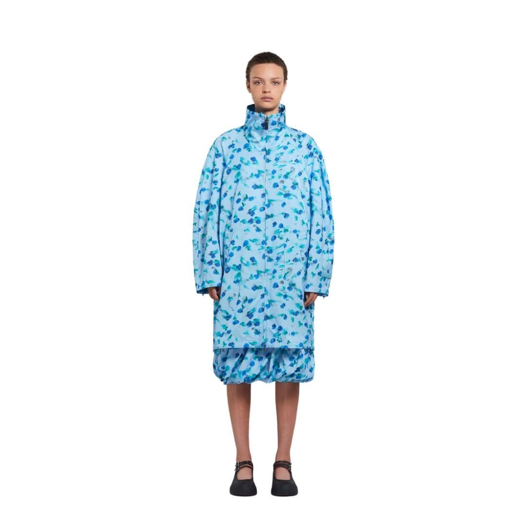 MARNI LIGHT BLUE GATHERED TAFFETA PARKA WITH REVERIE PRINT - Image 2