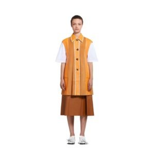 MARNI ORANGE SUEDE AND NAPPA PATCHWORK DRES