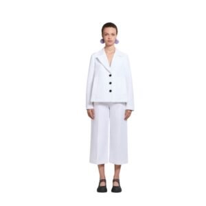 MARNI WHITE A LINE CADY JACKET WITH BACK PLEAT