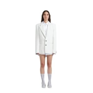 MARNI WHITE NAPPA LEATHER OVERSIZED BLAZER
