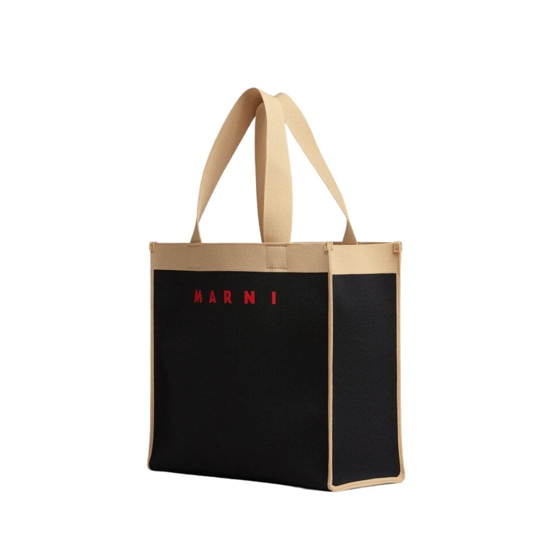 MARNI BLACK AND BEIGE JACQUARD SHOPPING BAG - Image 3