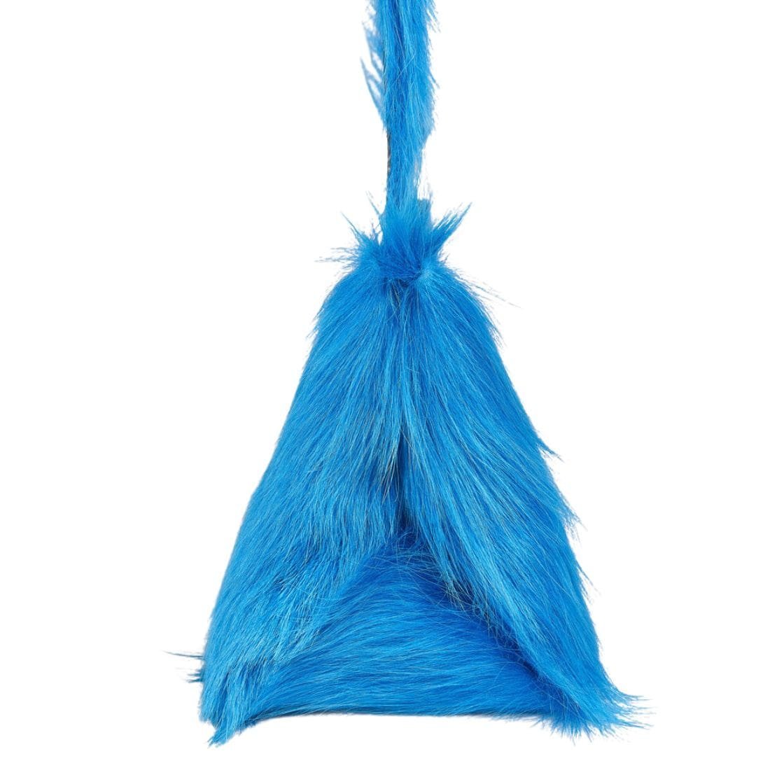 MARNI BLUE LONG HAIR CALFSKIN PRISMA TRIANGLE CROSSBODY BAG - Image 3