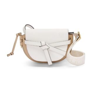 LOEWE GATE DUAL MINI BAG IN SOFT CALFSKIN AND JACQUARD
