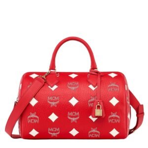 MCM Medium Ella Boston Bag in Maxi Visetos Candy Red