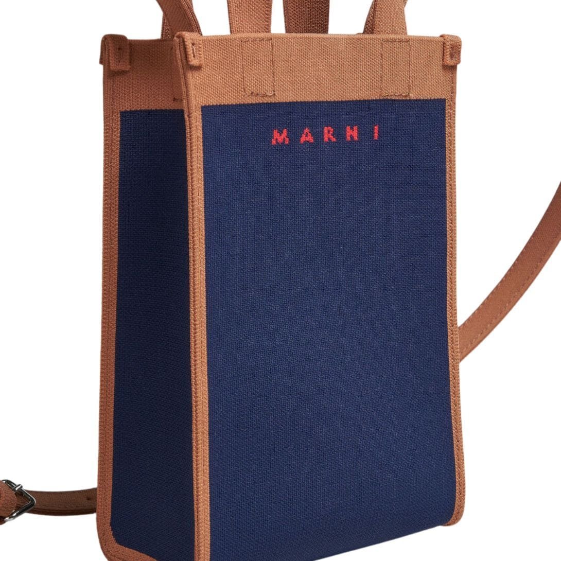 MARNI BLUE AND BROWN JACQUARD SHOULDER BAG - Image 4