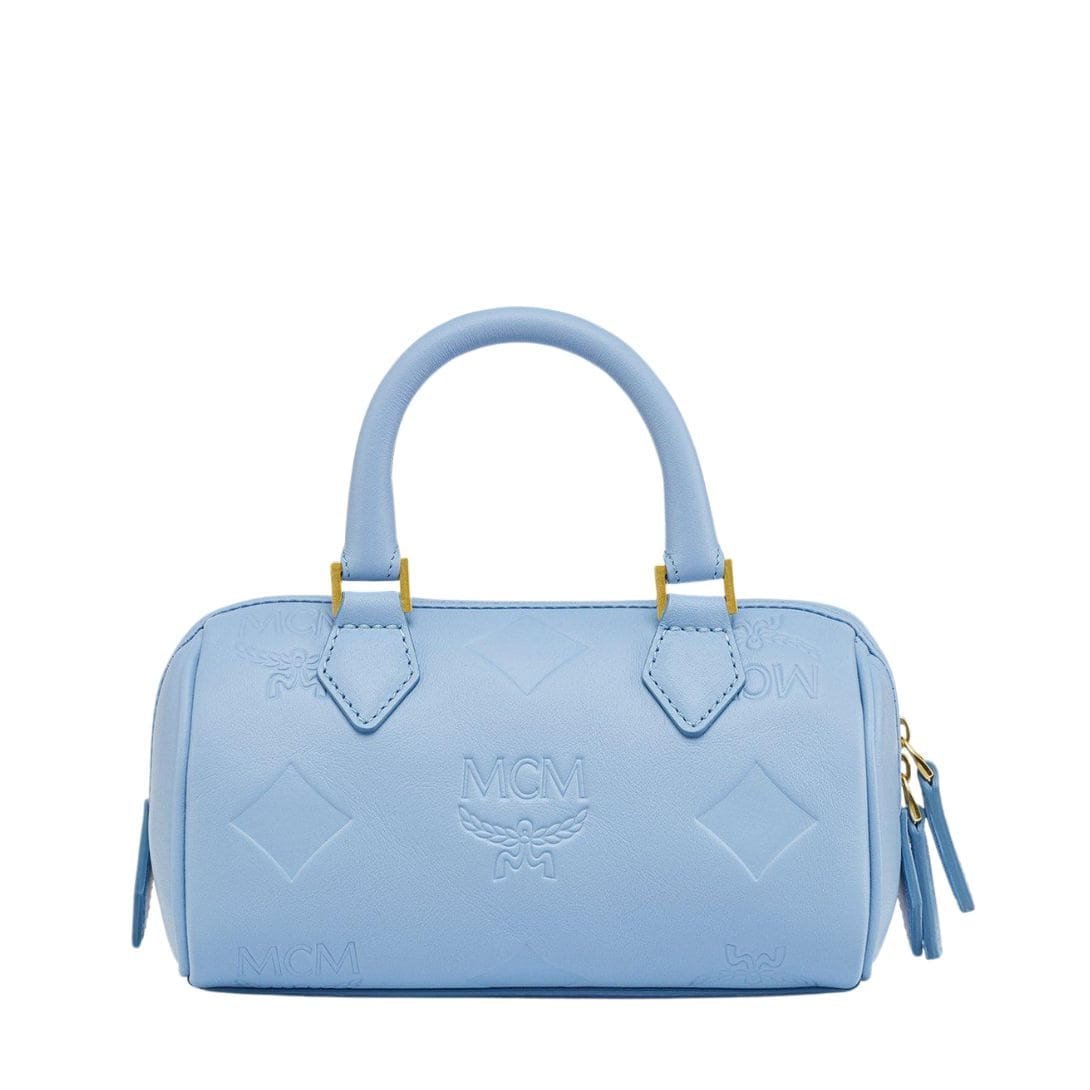 MCM SMALL ELLA BOSTON BAG IN MAXI MONOGRAM LEATHER BLUE - Image 3