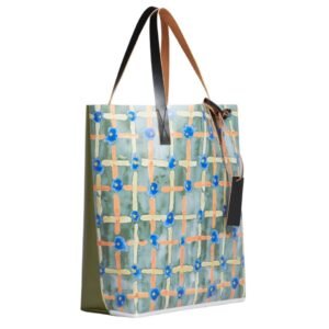MARNI GREEN TOTE WITH SARABAND PRINT