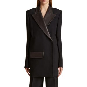 KHAITE THE JACOBSON BLAZER IN BLACK LEATHER COBO