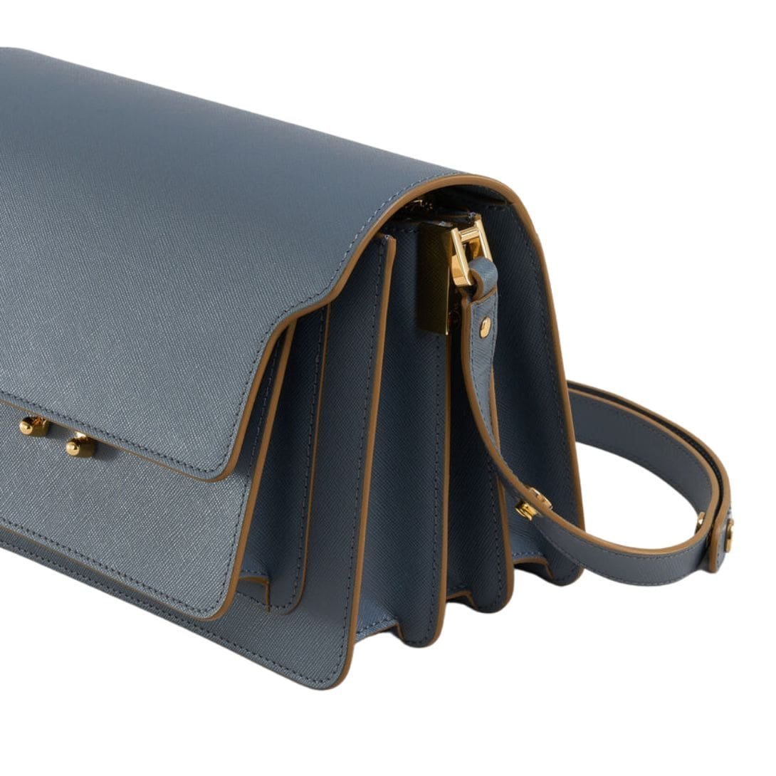 MARNI GREY SAFFIANO LEATHER MEDIUM TRUNK BAG - Image 5