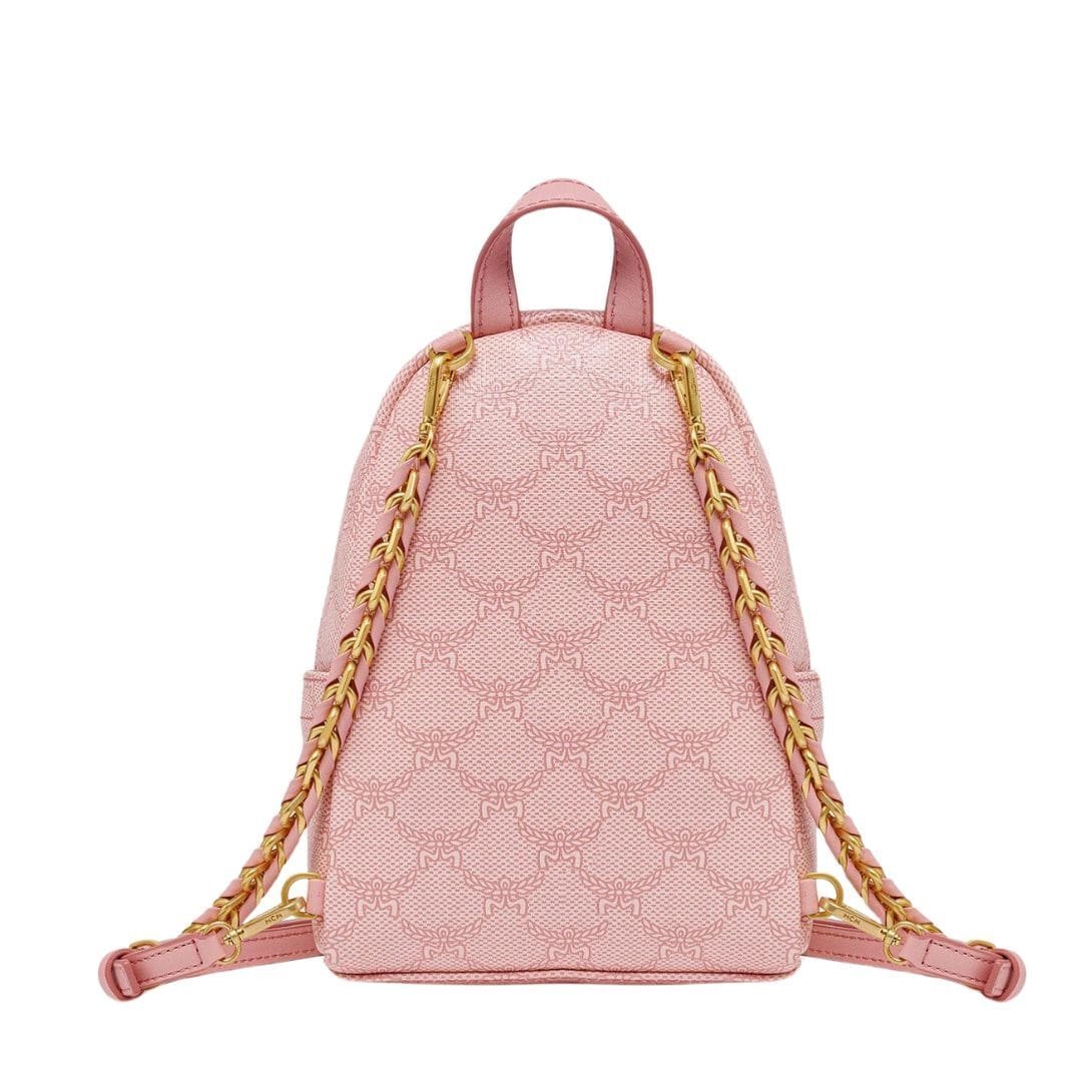 MCM MINI STARK BEBE BOO BACKPACK IN LAURETOS PINK - Image 4