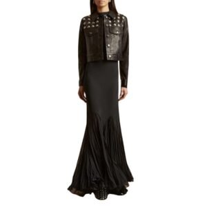 KHAITE THE RIZZO JACKET BLACK LEATHER WITH STUDS