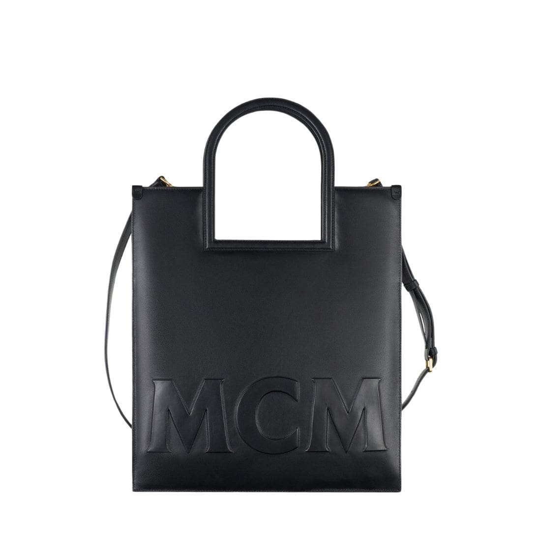 MCM MEDIUM AREN FOLD TOTE IN MEGA LAUREL LEATHER BLACK - Image 2