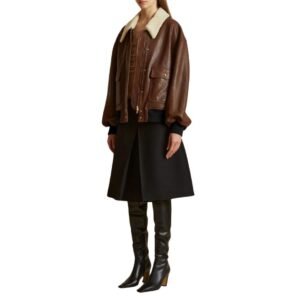 KHAITE THE SHELLAR JACKET IN CLASSIC BROWN LEATHER