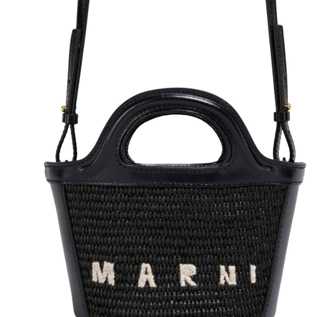 MARNI TROPICALIA MICRO BAG IN LEATHER AND RAFFIA EFFECT FABRIC - Image 3