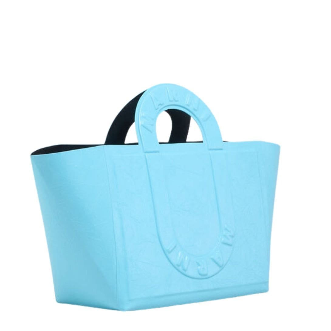 MARNI TURQUOISE LEATHER SWEEDY MEDIUM TOTE BAG - Image 4