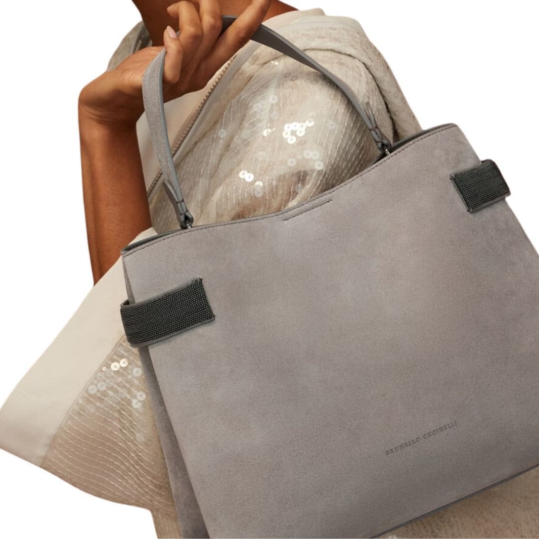 BRUNELLO CUCINELLI SUEDE BAG WITH PRECIOUS BANDS - Image 5