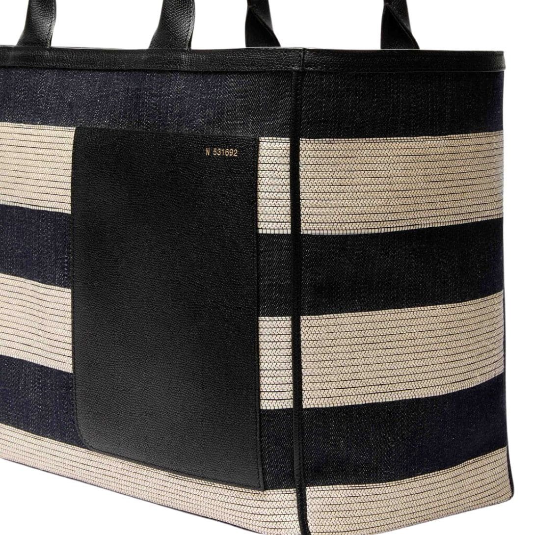 VALEXTRA TOTE BAG DENIM STRIPE LARGE - Image 4