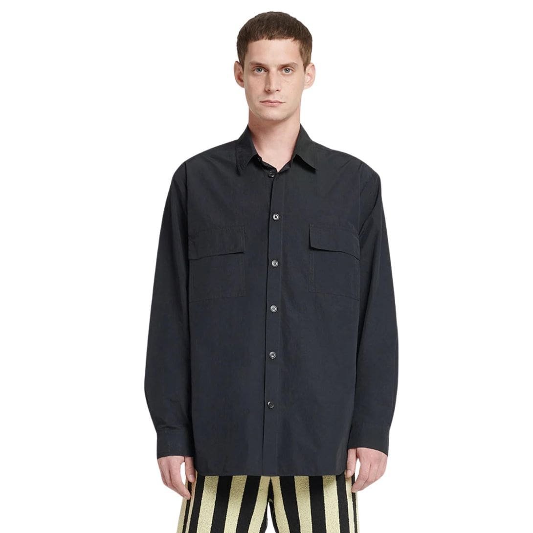 NANUSHKA JARI TECH POPLIN SHIRT OFF BLACK - Image 4