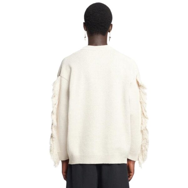 NANUSHKA JULIEN FRINGED TEXTURED-LINEN SWEATSHIRT WHITE - Image 5