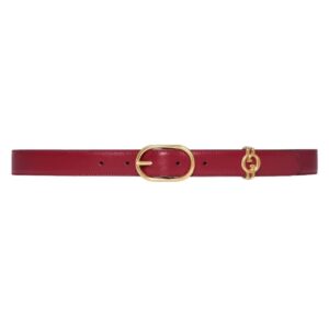 GUCCI BELT WITH ROUND INTERLOCKING G IN RED