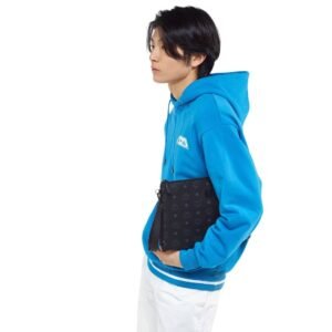 MCM MEDIUM AREN WRISTLET ZIP POUCH IN VISETOS BLACK