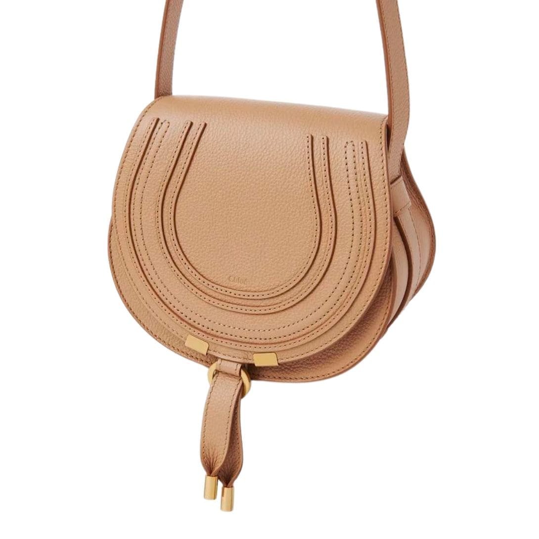 CHLOE MARCIE SMALL SADDLE BAG LIGHT TAN - Image 4
