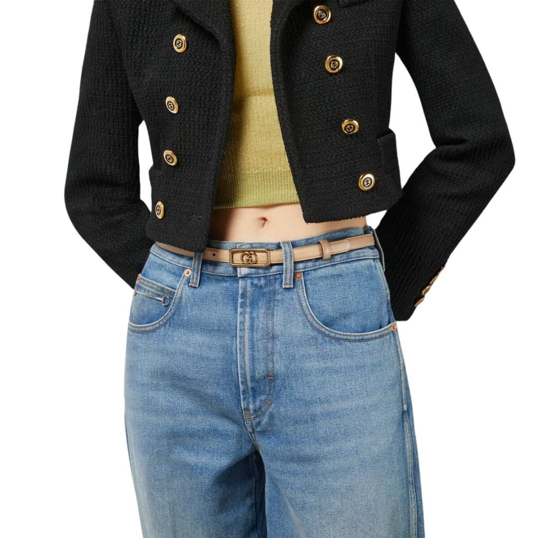 GUCCI THIN BELT WITH INTERLOCKING G BUCKLE - Image 2