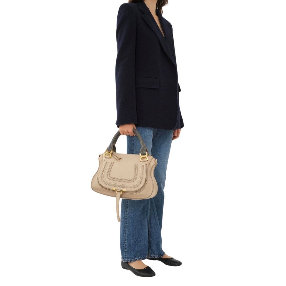 CHLOE MARCIE DOUBLE CARRY BAG FLORAL GREY - Image 3