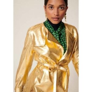 Gold Leather Coat Women