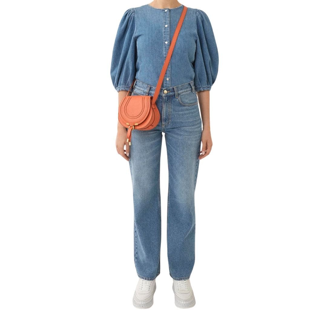 CHLOE MARCIE SMALL SADDLE BAG TAWNY ORANGE - Image 3