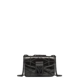 MCM MINI TRAVIA QUILTED SHOULDER BAG IN CRUSHED LEATHER BLACK
