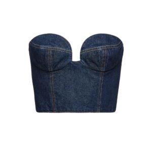 MAGDA BUTRYM DENIM CORSET TOP IN INDIGO