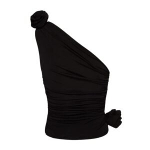 MAGDA BUTRYM ONE SHOULDER T SHIRT IN BLACK