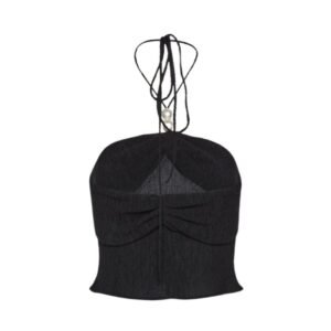 MAGDA BUTRYM PEARL HALTERNECK TUBE TOP IN BLACK