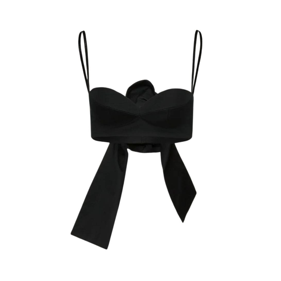 MAGDA BUTRYM ROSE SWEETHEART BRA TOP IN BLACK